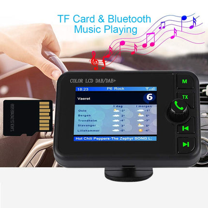 DAB Car Radio Adapter, 2.4 inch Color LCD Portable Car Radio DAB with Bluetooth Handsfree System, DAB Digital Radio Tuner Car DAB Radio 170-240MHz with M Transmitter Antenna