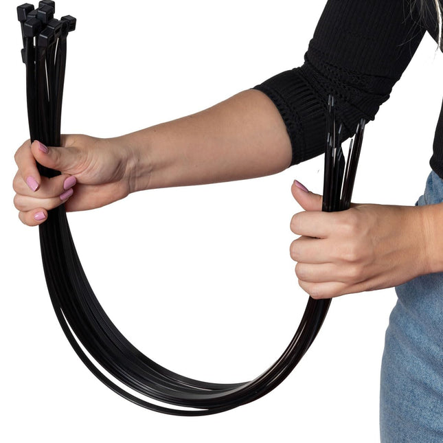 ERKO Cable Ties Black 540 x 7.6 mm 100 Pieces UV-Resistant 54kg Tensile Strength for Cable Management, Ultra Strong, Large, Long, Temperature-Resistant, Chemical-Resistant, Durable