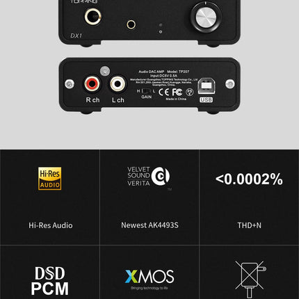 Topping DX1 USB DAC AK4493S diskreetne LNRD kõrvaklapivõimendi DSD256 PCM384 lauavõimendi kodukino heliseadmele 2 võimendiga must