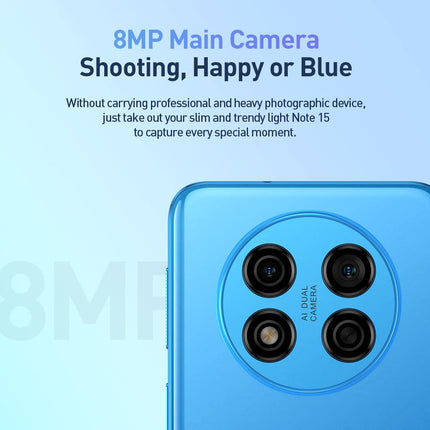 Ulefone Note 15 3G Smartphone without a contract, 3-card slot, Quad Core 5GB+32GB, DUAL-SIM Android 12 mobile phone, 6.22'' HD+, 8MP+5MP camera, 4000mAh battery, Face unlock GPS Blue