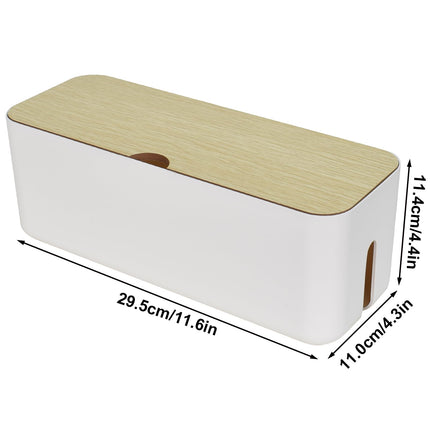 Kaablihalduskarbi korraldaja, suur must kaablikarp, puidust kaanega kaablihoidik, ABS-plastikust kaablipeitekarp lauapistikutele, lahtised juhtmed 29,5 * 11,4 * 11 cm