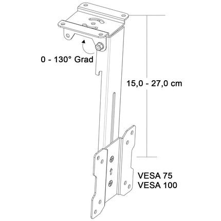 Drall TV laekinnitus must LCD LED 11-27-tollisele PC-telerile, kaldkatusega matkaautole, kokkupandavale veoautole, VESA 75 100. Mudel: L87B