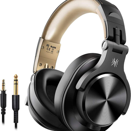 OneOdio Bluetooth kõrvaklapid kõrva peale, 72 tundi HiFi stereo juhtmevabad kõrvaklapid 6,35 mm ja 3,5 mm pistikuga stuudio DJ mobiiltelefoni PC AMP jaoks - kuldne
