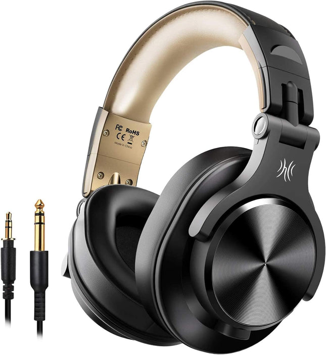 OneOdio Bluetooth kõrvaklapid kõrva peale, 72 tundi HiFi stereo juhtmevabad kõrvaklapid 6,35 mm ja 3,5 mm pistikuga stuudio DJ mobiiltelefoni PC AMP jaoks - kuldne