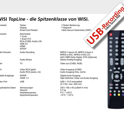 Wisi OR 397 A HDTV ORF satellite receiver with HDMI and SCART socket for ORF card