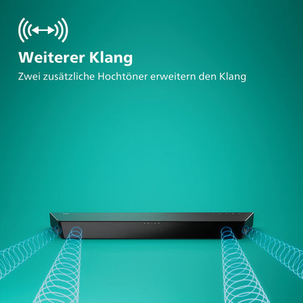Philips TAB7207/10 Soundbar 2.1 juhtmevaba subwoofer, Dolby Atmos, kinoheli, rikkalik ja sügav bass, HDMI ARC, üliõhuke disain