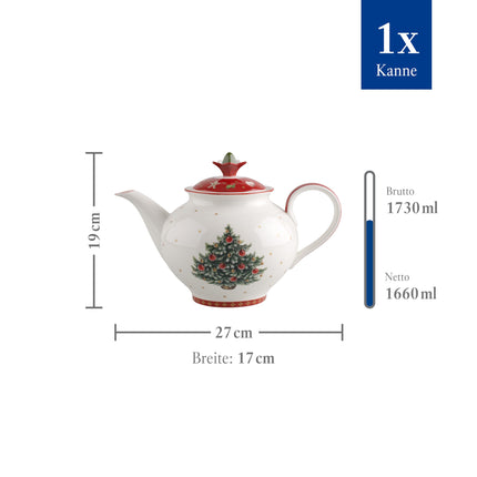 Villeroy &amp; Boch – Toy's Delight jug with lid, Christmas teapot, coffee pot, Christmas decoration, Christmas decorations, Christmas tree premium porcelain