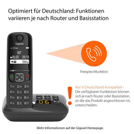 Gigaset AS690A - Juhtmeta DECT-telefon automaatvastajaga - suur, suure kontrastsusega ekraan - reguleeritavad heliprofiilid - käed-vabad funktsioon - ära sega, must [saksakeelne versioon]