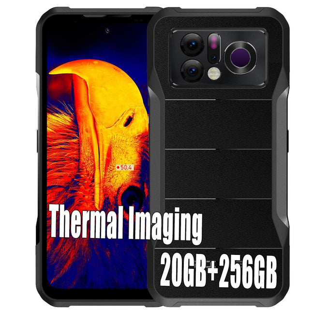 DOOGEE V20 Pro 5G õues kasutatav nutitelefon termokaameraga, 20GB+256GB Android 12, 64MP+24MP kaamera, 6.4" FHD+, 6000mAh, IP68 veekindel, kahekordne 5G NFC OTG GPS, must