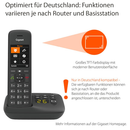 Gigaset C575A Duo - 2 juhtmeta DECT-telefoni automaatvastajaga - suur värviline ekraan moodsa kasutajaliidesega - aadressiraamat - Jumbo režiim ja funktsioon „Ära sega“, must [saksa versioon]