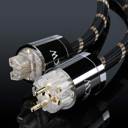 SKW Audiophile High-End toitekaabel, Schuko isas-emas toitejuhe, EU pistik subwooferile, võimendile, DV/AV (must, 1M)