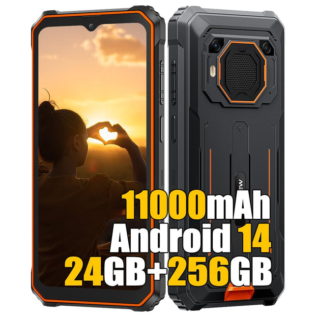 Blackview BV6200 Plus (2025) 4G lepinguta õuetelefon, 24 GB + 256 GB õuenutitelefon Android 14, 3W kõlar, 6,56" ekraan, 11000mAh, NFC, IP68 veekindel ehitusplatsi telefon, 2-aastane garantii