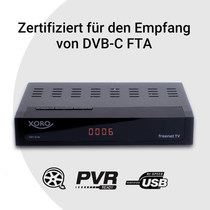 Xoro HRT 8730 DVB-C kaabelvastuvõtja USB 2.0 meediapleieriga, PVR-valmidusega, Timeshiftiga, sobib kõikidele kaabelvõrkudele, must