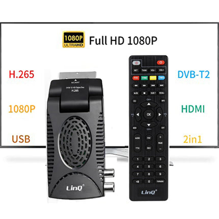 Oluote TV vastuvõtja DVB-T2 H.265, Mini HD 1080P, Dolby Digital Plus, Youtube, IPTV RSS