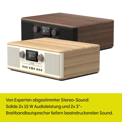 Pure Classic C-D6 muusikakeskus (CD-mängija, DAB+/FM, Bluetooth, AUX, USB, äratuskell, unetaimer) Puuvillvalge/tamm
