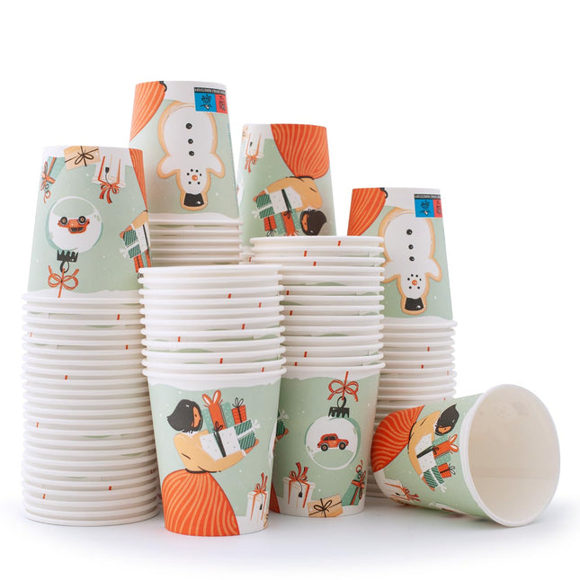 Wellsamed WELLSACUP 1000 paper cups 180 ml, Christmas motif, suitable for hot and cold drinks, coffee to go, mulled wine, punch