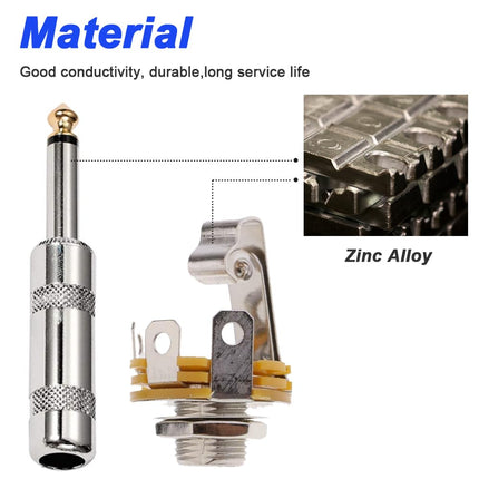 Xiatiaosann 6.35 mm Microphone TS Jack, Panel Mount Jacks with 6.35 mm High Performance TS Mono Solder Jack Connection (20 Pack)