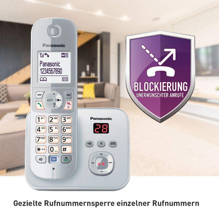 Panasonic KX-TG6823GS DECT cordless phone with answering machine (3 handsets, low radiation, Eco mode, GAP phone, landline) pearl silver