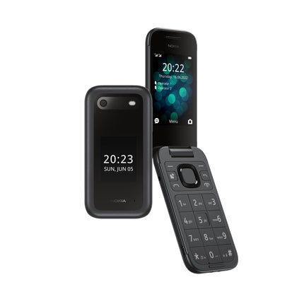 Nokia 2660 Flip lukustamata, 2,8-tolline ekraan, suured klahvid, suurepärane heli, suumiga kasutajaliides, hädaabinupp, pöörlev kõnehaldusfunktsioon, tagumine kaamera - must