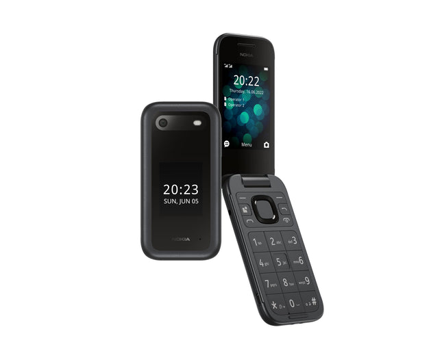 Nokia 2660 Flip lukustamata, 2,8-tolline ekraan, suured klahvid, suurepärane heli, suumiga kasutajaliides, hädaabinupp, pöörlev kõnehaldusfunktsioon, tagumine kaamera - must
