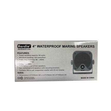 Herdio 4-tollised Bluetooth 100-vatised veekindlad merestereo kõlarid paadile, ATV-le, UTV-le, raskeveokitele ja mootorsõidukitele (valge)