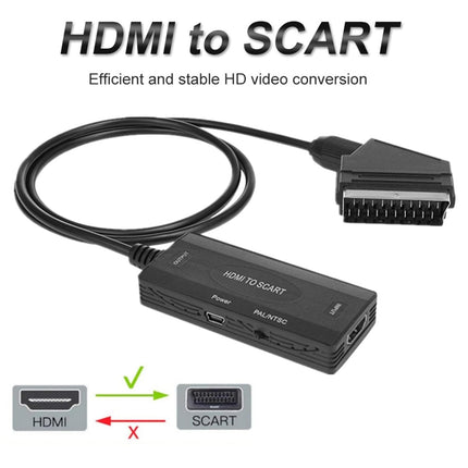 SUJAHHUJIQ HDMI to Scart HD Video Converter, HDMI Input, Scart Output, Video Audio Converter with NTSC/PAL (Video + Audio Supported via Scart)