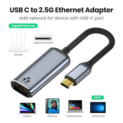 NFHK USB-C Type-C USB 3.1 kuni 2500 Mbps 2.5 Gbps GBE gigabitise Etherneti võrgu LAN-kaabliadapter sülearvutile