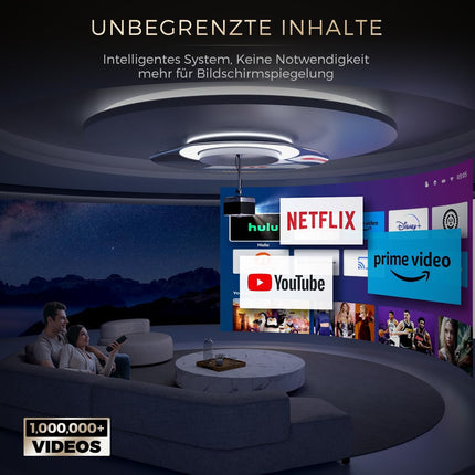 Projector with Official Netflix 3D Dolby Audio, AURZEN Boom 3 Projector 4K Autofocus/Keystone Correction Projector, HDR 10 60Hz WiFi6 Bluetooth, 1080P Full HD Projector Home Theater, Video LED Smart Projector Outdoor