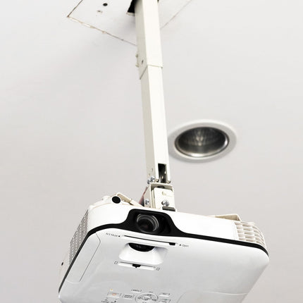 QWORK® universaalne projektori laekinnitus, 360° pööratav, 15° kallutatav, teleskoopiline 40–63 cm, kandevõime kuni 15 kg – valge
