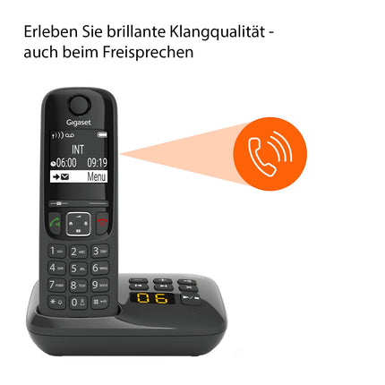 Gigaset AS690A Duo - 2 Cordless DECT Phones with Answering Machine - High-Contrast Display - Adjustable Sound Profiles - Hands-Free Function - Do Not Disturb, Black [German Version]