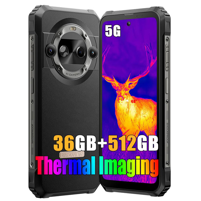 Blackview BL9000 Pro Outdoor Smartphone 5G Handy Wärmebildkamera, 36GB+512GB Dimensity 8020 Outdoor Handys Android 14, 6,78" FHD+ 2,4K, 8800mAh Rugged Handy, IP68, 4G LTE,5G,NFC,OTG,GPS, Schwarz