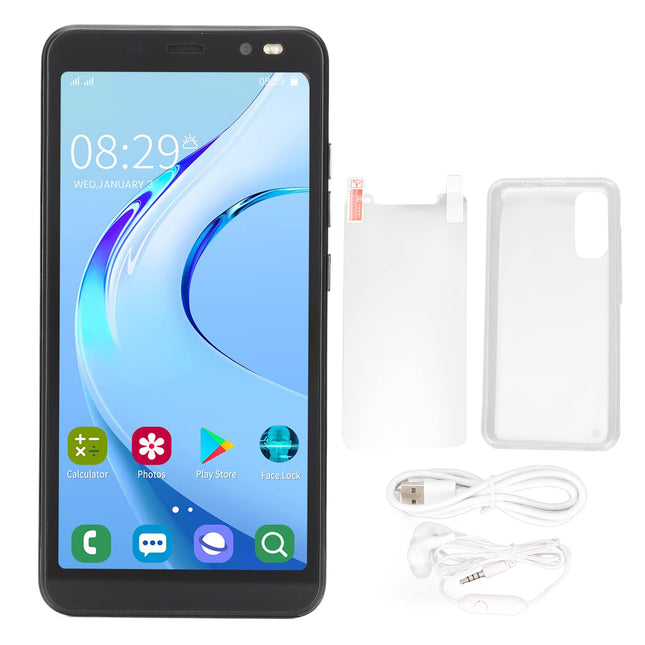 Elprico 5,45-tolline odav mobiiltelefonid ilma lepinguta, Rino4 Pro HD ekraaniga mobiiltelefon, 1 GB RAM, 8 GB ROM, kahekordne SIM-kaart, 2200 mAh, 2 MP ja 5 MP kahekordne kaamera (must)