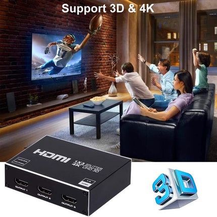 HDMI jaotur 1 sisend 3 väljundit - HDMI jaotur 4K 1 sisend 3 väljundit, toetab samaaegselt HDCP 1.4 4K 3D UHD 1080P - HDMI jaotur 1 sisend 3 väljundit HD-telerile Fire Stick Xbox PS3 PS4