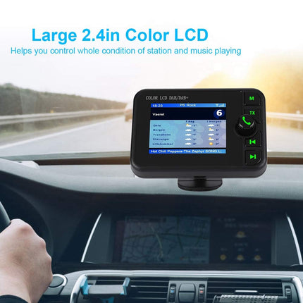 DAB Car Radio Adapter, 2.4 inch Color LCD Portable Car Radio DAB with Bluetooth Handsfree System, DAB Digital Radio Tuner Car DAB Radio 170-240MHz with M Transmitter Antenna