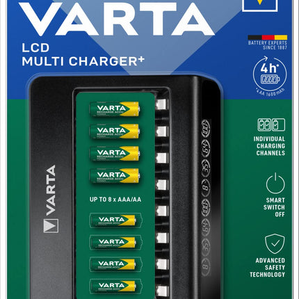 VARTA akulaadija, laetavate AA/AAA akudele, kuni 8 akule, LCD-multilaadija+, ühe pesaga laadimine, laadimata
