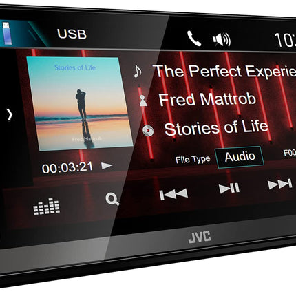 JVC KW-M785DBW - 17,3 cm (6,8") digitaalne meedia AV-vastuvõtja juhtmevaba CarPlay ja Android Auto funktsiooniga (4x50W, DAB+/FM, BT, 3x eelväljundit 2,5 V, USB, iPod/iPhone'i juhtimine)