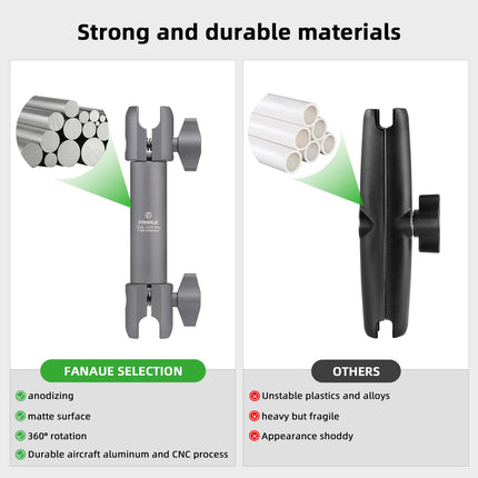 FANAUE Dual Socket Arm, Medium Arm, Compatible, Full Length 15 cm, Size B Ball Components for RAM Mounts (DA-150PRO)