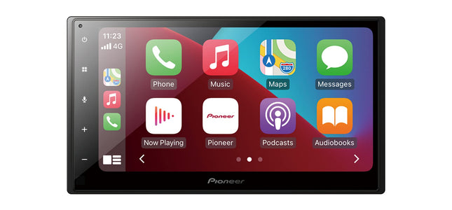 Pioneer SPH-DA160DAB-F, 6,8-tolline 2-DIN meediavastuvõtja Apple CarPlay, Android Auto, DAB+ ja Bluetoothiga, kaasas ekraanikaitse.