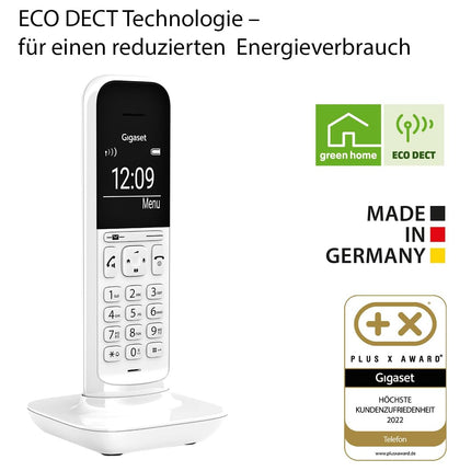 Gigaset CL390HX - Disain DECT-telefonitoru laadimisalusega - Fritzbox-ühilduv - Juhtmeta telefon ruuteri ja DECT-aluse jaoks - 2 akustilist profiili, valge [Saksa versioon] [Ilma aluseta]