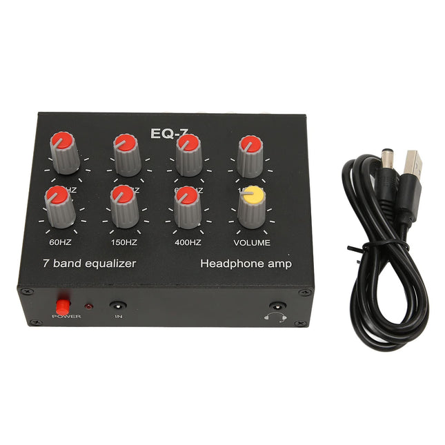 7-band sound equalizer, 3.5 mm input, car sound equalizer, ear amplifier, output, input, 12 DB, high bass adjustment, two-channel digital equalizer