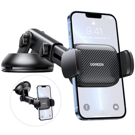 UGREEN mobiiltelefonihoidik iminapaga 360° autosse, 2-ühes universaalne mobiiltelefonihoidik autosse, ühildub iPhone 15 Pro Max Plus 14 13 Galaxy F34 S23 Ultra Huawei Mate 60 Pro Redmi K60 jne-ga (must)