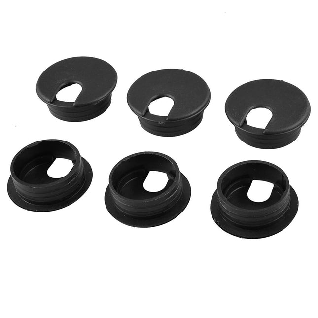 sourcing map 35mm Desk Grommet Black (6 Pack), Wire Cable Hole Cover Plastic Cable Organizers for Office PC Computer Desk Cable Management