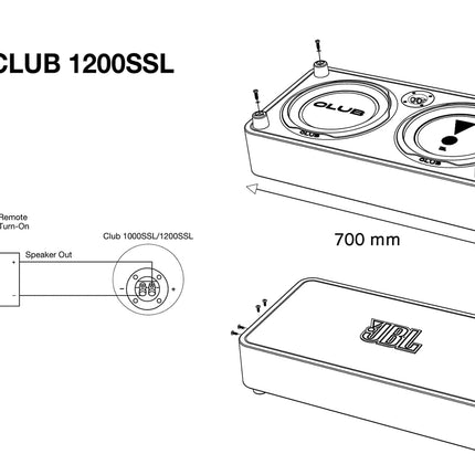 JBL Club 1200SSL 12” Passive Subwoofer Car Set, Down-Firing Closed Flat Enclosure with Passive Membrane, Robust and Space-Saving - 1200W Car Subwoofer Passive with Aluminum Driver for Precise Bass