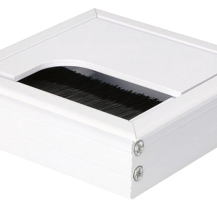 KOTARBAU® 2 alumiiniumist kaabliläbiviikude komplekt mööbli jaoks 80x80 mm, valge, kaablikarp, kaabliväljund, ruudukujuline, anodeeritud