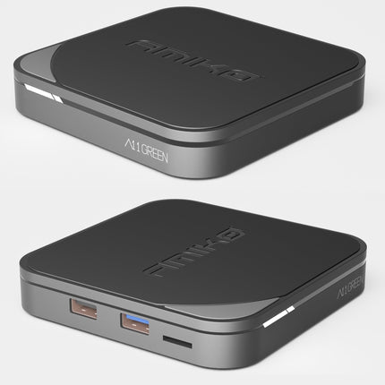 AMIKO A11 roheline 4K UHD Android 11 teleriboks, kahesageduslik WiFi WLAN, HDR10+, HLG, 2 GB muutmälu ja 16 GB välkmälu, teleri vastuvõtja, Bluetooth 4.0, My TV3, SD-kaardi pesa, USB 2.0 ja 3.0, HEVC, infrapunaliides