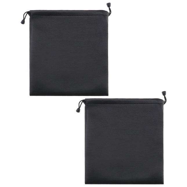 SG Store Headphone Storage Bag, Headset Drawstring PU Leather Earphone Carrying Case, Waterproof Lightweight, 22 x 20 cm, Black, 2 Pack