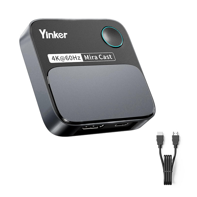 4K60Hz HDMI Wireless Display Dongle, Yinker 4K@60Hz 5G Miracast Adapter for iOS, MacOS, Android, Windows, Compatible with Miracast, Airplay, DLNA Landscape or Portrait Mode