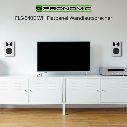 Pronomic FLS-540E WH lamepaneeliga seinakõlarite paar (HiFi lamekõlar, 2-ribaline karp, 5,25"/133 mm bassikõlar, 1,2"/30 mm kõrgsageduskõlar, 30/60 vatti (RMS/tipp), sidestusposti ühendus) valge