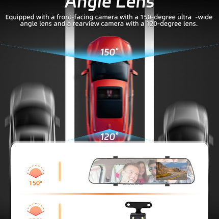 NHOPEEW Mirror Dash Cam with Rear View Camera - 4 Inch 1080P Front and Rear View Dual Cameras - Super Night Vision/Parking Assistance/Loop Recording/Parking Monitoring - Rear View Camera for Cars