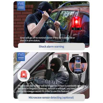 EASYGUARD EC207-M9-SR kahesuunaline autoalarmi turvakomplekt LCD-ekraaniga, käivitusnupuga, kaugjuhtimispuldiga, mootori käivitamisega, sireeniga, DC12 V